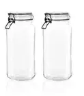 2PC Clear Glass Jars Clip Candy Food Seasoning Condiment Storage Container 2.1L