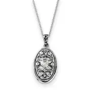 Sterling Silver Antiqued Cz Because Of You 18In Necklace