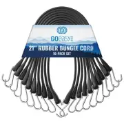 Rubber Bungee Cords with Hooks Heavy Duty 21" - for Outdoor Extreme Weather, ...