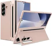 [YUCSYUE] For Samsung Galaxy Z Fold 7 Case, Mobile Phone Case Z Fold 7 with Stand, S Pen Pen Holder (No Pencil), Protective Case Galaxy Z Fold 7 with Screen Protector Thin PC Shockproof Case Cover (Gold