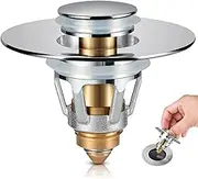 Tgosomt Bathroom Sink Stopper, Bathroom Sink Drain Strainer, Revolutionary Bathroom Accessories and Essentials (Shiny Chrome)