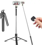 Phone Tripod & Selfie Stick, 180cm Aluminum All in One Extendable Tripod for Smartphone, Portable Travel Tripod Stand with Wireless Remote Control for Phone/Samsung/Android/Camera