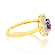 0.46 Carat Amethyst and Diamond Ring in 9ct Yellow Gold, N