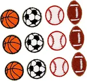 ARTSEWPLY 12Pcs Sports Balls Iron Patches Edged Decorative Patches for DIY Clothing Jeans Hats Crafts Comfortable for Repairing Decorating