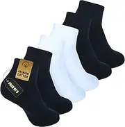 [Zaccai] Men's Ankle Socks Casual Lightweight Cotton Socks (3 Pairs), 1 White, 2 Black, One Size
