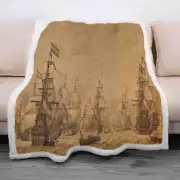 Great Swarms Of Warships At Sea 3D Warm Plush Fleece Blanket Picnic Sofa Couch