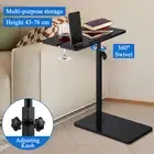 Bath Tub Caddy Tray Side Table Phone Holder Shelf Rotatable Height Adjustable