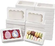 30 pcs Cookie Boxes, 7x4.3x1.5in White Bakery Boxes with Window, Treat Boxes Small Cake Boxes for Macaron Chocolate Truffle Dessert Pastry