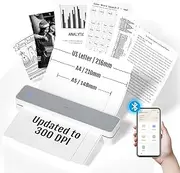 HPRT Portable Printer Wireless for Travel, Support 8.5x11 US Letter&A4 Thermal Paper, Bluetooth Inkless Thermal Printer, Compatible with Android and iOS Phone & Laptop, White