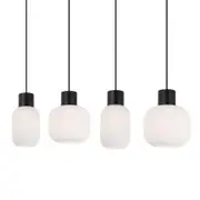 Telbix Lighting Nori Metal Glass 4LT Pendant Light - Black Matt / Opal Matt