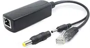 5V Gigabit PoE Splitter, 48V to 5V 2.4A, Plug 3.5mm x 1.35mm, 5.5mm x 2.1mm Connector, IEEE 802.3af Compliant, for IP Camera and More