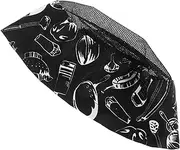 [COLLBATH] Chef Hat for Women Men Mesh Top Kitchen Beanie Breathable Sushi Cap Flat Round Skull Cap Catering Hat