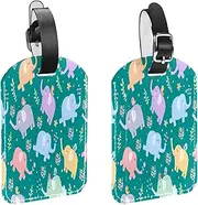 [WOSHJIUK] Luggage Tags,2 Pack Labels Suitcase Tags,Cartoon Elephant,Luggage Tags Privacy Protection Travel Bag Tag
