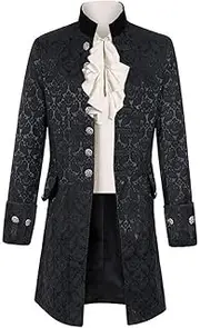 [Runcati] Mens Steampunk Medieval Jacket Pirate Viking Renaissance Costume Formal Tailcoat Gothic Victorian Halloween Tuxedo Coats