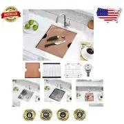 Stainless Steel Workstation Bar Sink for RVs – 17” Undermount, Space-Efficient