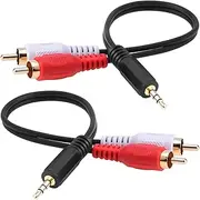 eBoot 3.5mm Audio Cable Male to 2 RCA Male Cable Stereo Audio Y Cable Adapter 6 Inch 2 Pack