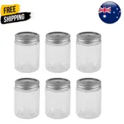 6x Clear Glass Preserving Jars Lid Seasoning Condiment Storage 300ml