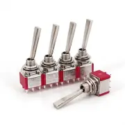 5Pcs SH T8011-U2 Long Flat Handle 6Pin ON-ON DPDT 2 Position Mini Toggle Switch