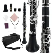 Yinfente Professional E Key Clarinet Ebonite Wood Nickel Plated with Two Barrels