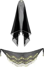 [Generic] Porch Geese Outfits - Belly Dance Veil Porch Duck Outfit with Sequin Scarf | Decorative Seasonal Clothes Outdoor Decoration for Spring Animal Statue Dress Up Accessories