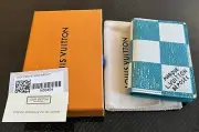 Genuine Louis Vuitton Teal Damier checkerboard Pocket Organizer N60494 Rare Find