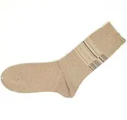 [pants & sox] Premium Men's Cotton Crew Business Socks - Comfortable and Durable Beige(White Stripe)