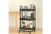 Artiss Storage Trolley Kitchen Cart 3 Tiers Rack Shelf Organiser Wheels Black
