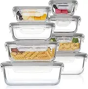 [Vtopmart] 8 Pack Glass Food Storage Containers with Airtight Lids, Meal Prep Containers, Bento Boxes for Lunch, for Microwave, Oven, Freezer and Dishwasher, BPA Free