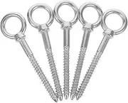 5pcs Eye Screws for Wall and Ceiling Mount Stainless Steel Self Tapping Hooks Eye Bolts Screw for Hanging Hammock and Swing Chair