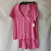 LOFT Ladies Notch Collar Capri Sleep Set Size XL Hot Pink Extra Large Pajamas *