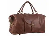 Pierre Cardin Mens Leather Business Overnight Duffle Bag - Chestnut