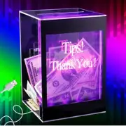 Light Up Acrylic Donation Ballot Box - 20 Colors Changing Tip Jar for Money