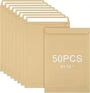 50 Pack 9 X 12 Inches Catalog Envelopes, Kraft Catalog Mailing Envelopes, Self Seal Manila Envelopes for Mailing, Storage, Office, Invitation, Home