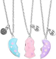 [Generic] Friendship Necklace for 3 People, BFFs Necklace for 3 Girls Magnetic Cute, Best Friend Pendants Jewelry BFFs Necklace, Half Broken Heart Matching Pendant for Girls and Female Friends Gift