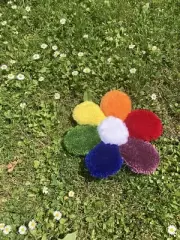 Rainbow Flower Handmade Tufted Mini Rug