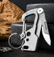 7 in 1 TC4 Titanium Multi Tools Key Chain Carabiner Outdoor Folding Scalpel EDC