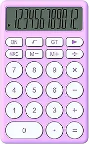 Small Calculator, Cute Cartoon Pocket Calculator Comfortable Grip with Large Screen Display, Portable Silent Handheld Calculating Machine for Home School Office Business (Violet)