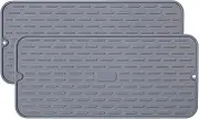 To encounter Silicone Dish Drying Mat -Small 17.5" x 8" - Set of 2 Flexible Stemware Drying Mat, Heat Resistant Silicone Trivet, Counter Top Mat, Dish Draining Mat, Sink Mat