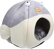HOUDERCO Cozy Semi Enclosed House Comfortable Cat Cave Bed for Indoor Pets Material Warm Cat Sleeping Bed for Cats and Dogs Washable Design