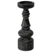 Willow & Silk Black Wooden 32cm Pillar Candle Holder Home/Room/Table/Shelf Decor