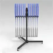 Tennis Racket Storage Rack,Rolling Mobile Tennis Racket Organizer Trolley, 12 Pieces Kids Adult Badminton Racquets Storage Rack - Black Steel Frame, for KindergarteRetail Store/Fitness Gym/S