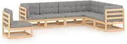 Patio Furniture Sets 7 Piece Garden Lounge Set with Cushions Solid Pinewood