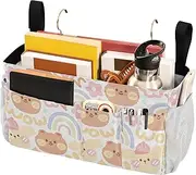 Caihoyu Bedside Hanging Storage Basket Bedside Storage Bag With Pockets Hanging Organizer for College Dorm Rooms Essentials, Hospital Bed Rails,Camp Cute Bear & Dog