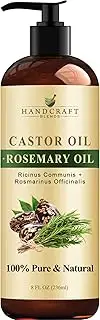 Handcraft Blends Castor Oil with Rosemary Oil - 8 Fl Oz - 100% Pure and Natural - Premium Grade Oil for Hair Growth, Eyelashes and Eyebrows - Carrier Oil - Hair and Body Oil