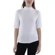 Vince Womens White Funnel Neck Elbow Sleeve Pullover Top Shirt M BHFO 3228