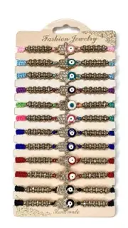 12 Evil Eye Hamsa Hand Bracelet Wholesale Mal De Ojo Pulsera 12 Piezas