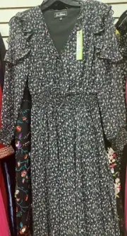 Sam Edelman Size 2 OR 4 Navy Stretch Smock Tie Asymmetrical Midi Cocktail Dress