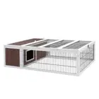 Wooden Rabbit Hutch Chicken Coop Run Cage Large