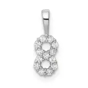 14k White Gold Real Diamond Number 8 Pendant
