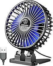 JZCreater USB Desk Fan, 5INCH Mini Fan, 3 Speeds Adjustable Desktop Table Cooling Fan in Single Button, Rotation Strong Wind, Quiet Personal Mini Fan for Home Desktop Office Travel, Black Blue